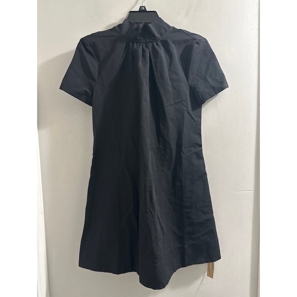 o.p.t black high neck black mini dress open back‎ tie New size XS
